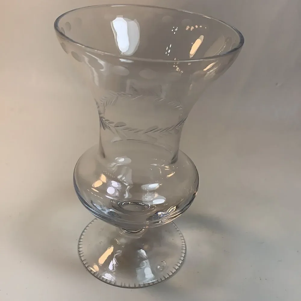 Cordial Brandy Vase Glass Original Hand Made Decorated 5 Inches Tall Detailed